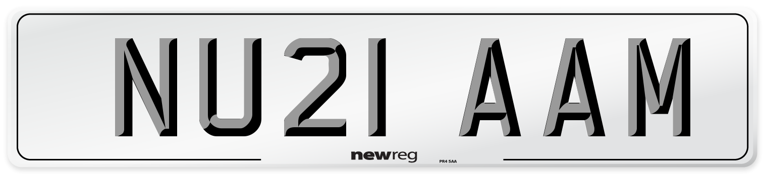 NU21 AAM Number Plate from New Reg